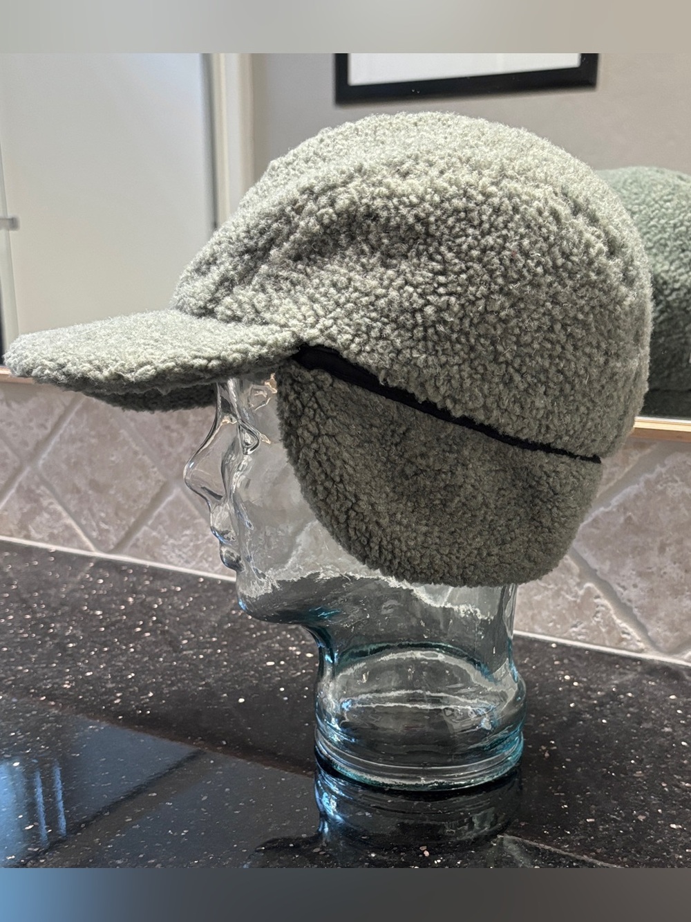 RARE Vintage Dr. Martens AirWair Olive Green Sherpa Cap with Fold-down Flap
